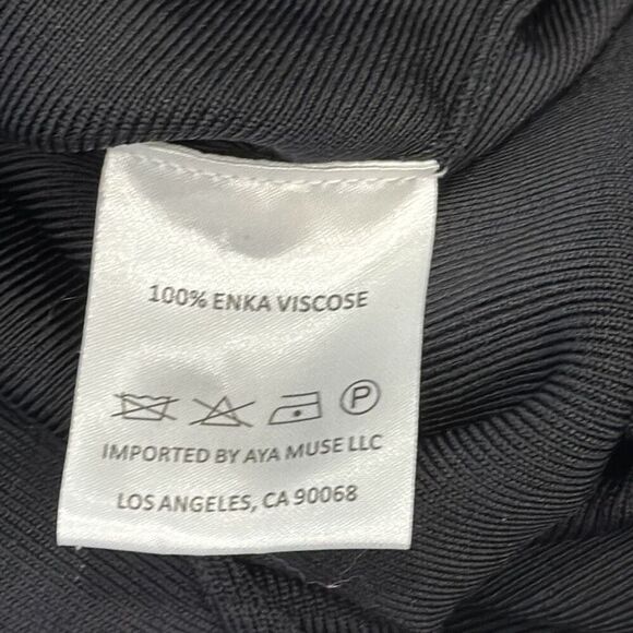 NWT Aya Muse Inio Black Viscose Long Sleeve Stretchy Maxi Dress Size S B36 - Picture 7 of 8